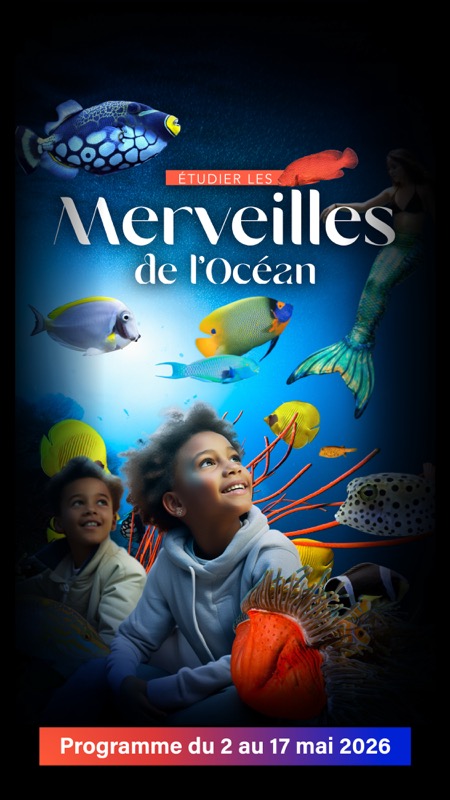 Bannière cliquable pour consulter le programme d'animations à l'Aquarium de la Réunion du 2 au 17 mai 2026